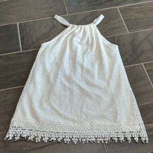 Vanity cream lace tank